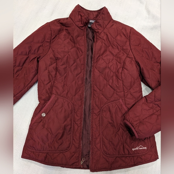 EUC Eddie Bauer lightweight packable puffer - burgundy a-line - Picture 1 of 4